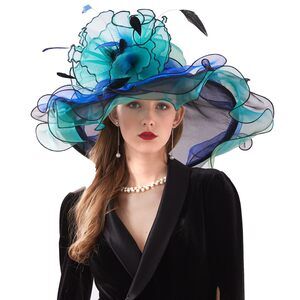 6472 Women Hats Headband Hairpin Organza Fascinator Church Hat Floral Tea